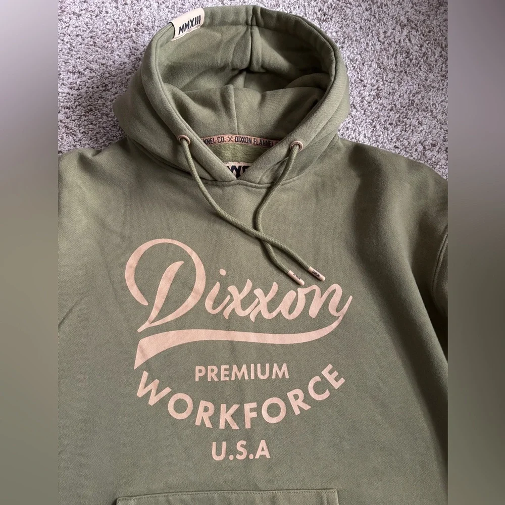Dixxon Flannel Co.‎ Premium Workforce Fleece Pullover Hoodie Olive Green Medium - Picture 6 of 9